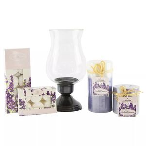 Radiant Treasures Lavender Candle Home Collection with Hurricane Candle Holder